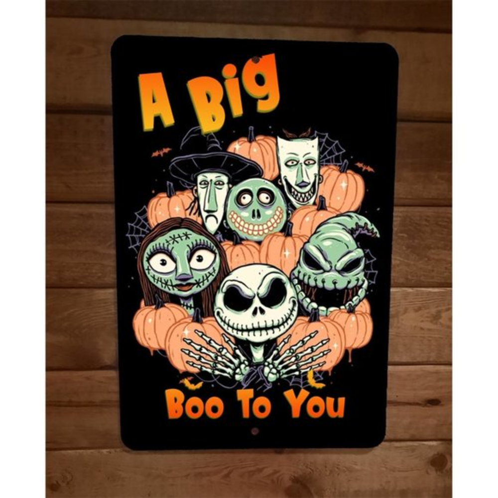 A Big‎ Boo To You Halloween Nightmare Skellington 8x12 Metal Wall Poster